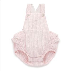 Purebaby Organic Seaside Seersucker Romper NWT